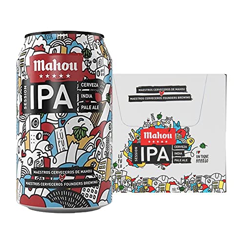 Mahou 5 Estrellas - Session IPA Indian Pale Ale, Pack 24 x 33 cl Latas - 4.5% Volumen de Alcohol