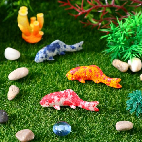 Image of Beaupretty Small Fish Statue 5 Pcs Aquarium Decor Fake Koi Fish Ornaments Realistic Tank Decorations for Home and Office Terrariums