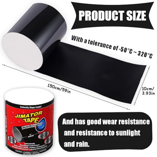 QYEHF Waterproof Tape,2PCS Reparatur-Klebeband, Unterwasser Klebeband, Abdichtband, Reparaturband für Pool, Reparatur-Hafthilfe, schnelles Stoppen bei undichten Stellen Schwarz (10 * 150CM)