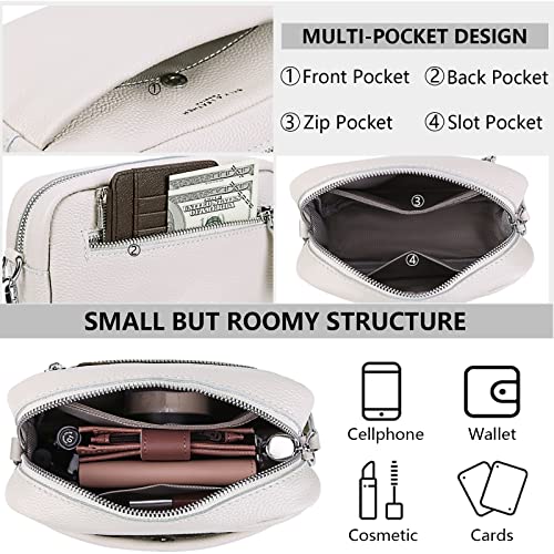 Image of Crossbody Bag for Women Genuine Leather Wide Strap Shoulder Bag Purse Trendy Design Camera Crossbody Purse Top Zip