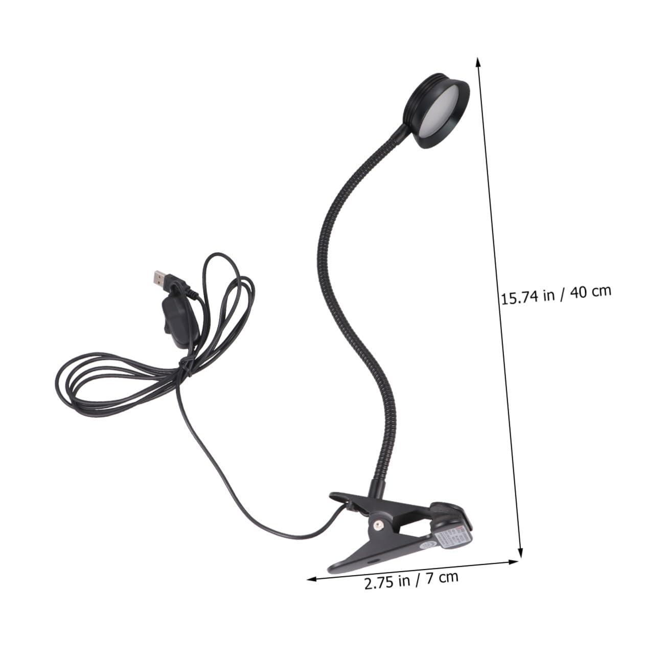 Ipetboom Lampada da Lettura LED a Clip 4w Flessibile per Letto Notte | Cavo USB Incluso, Struttura in Metallo Nero, Paralume Protettivo, Posizionamento Mobile per Hobby