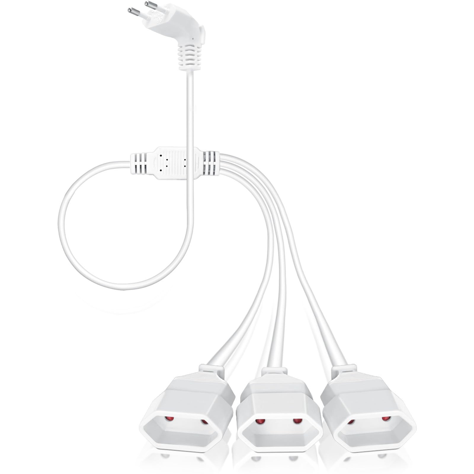 VINATO Câble D'extension Euro 3 en 1, 2.5A 250V Rallonge Electrique Exterieure, Rallonge Prise Plate, pour électroménagers TV Moniteur D'Ordinateur (Blanc, 0.5m)