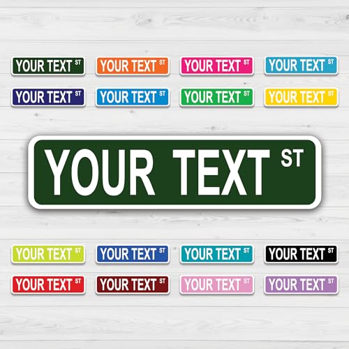 Personalized Street Sign & Road Sign for Kids. Custom Street Sign 12x3 in metal with Your Own Custom Text Size & Color. Ideal for Kids Room Mancave Decor for Dad or mom outdoor garden