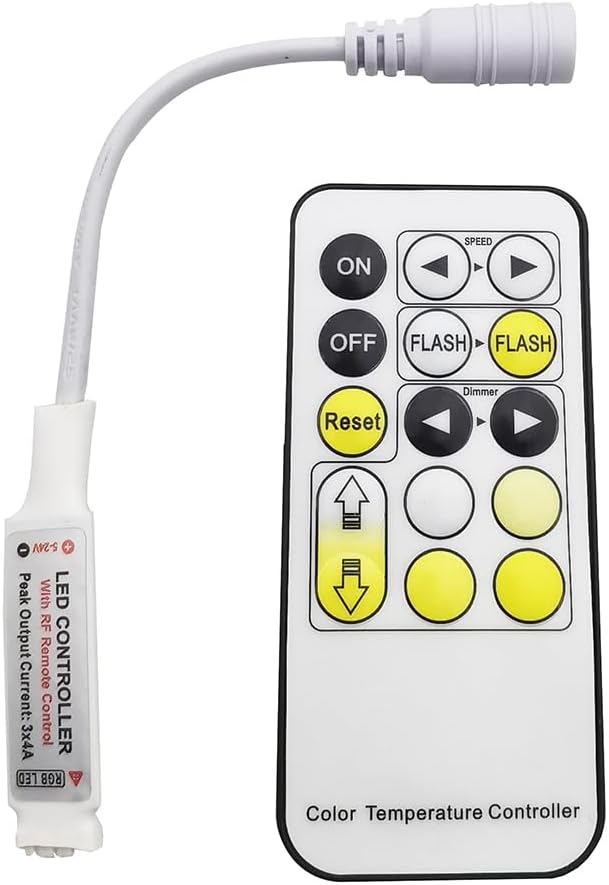 CCT Dual Color Led Controller 15keys RF Wireless Remote Dimmable Adjust Brightness DC5-24V for 2835 5050 Dual Color Strip Light