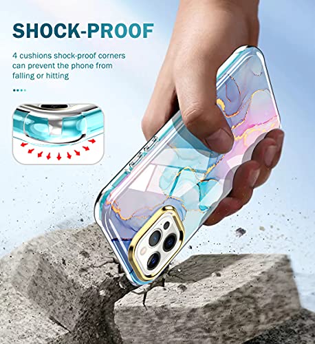 Dt Compatible For Iphone 13 Pro Max Case 6.7 Inch (2021 Release), Slim Full-Body Stylish Shockproof Protective Rugged Tpu Case With Built-In Screen Protector（Marble） #TOP5