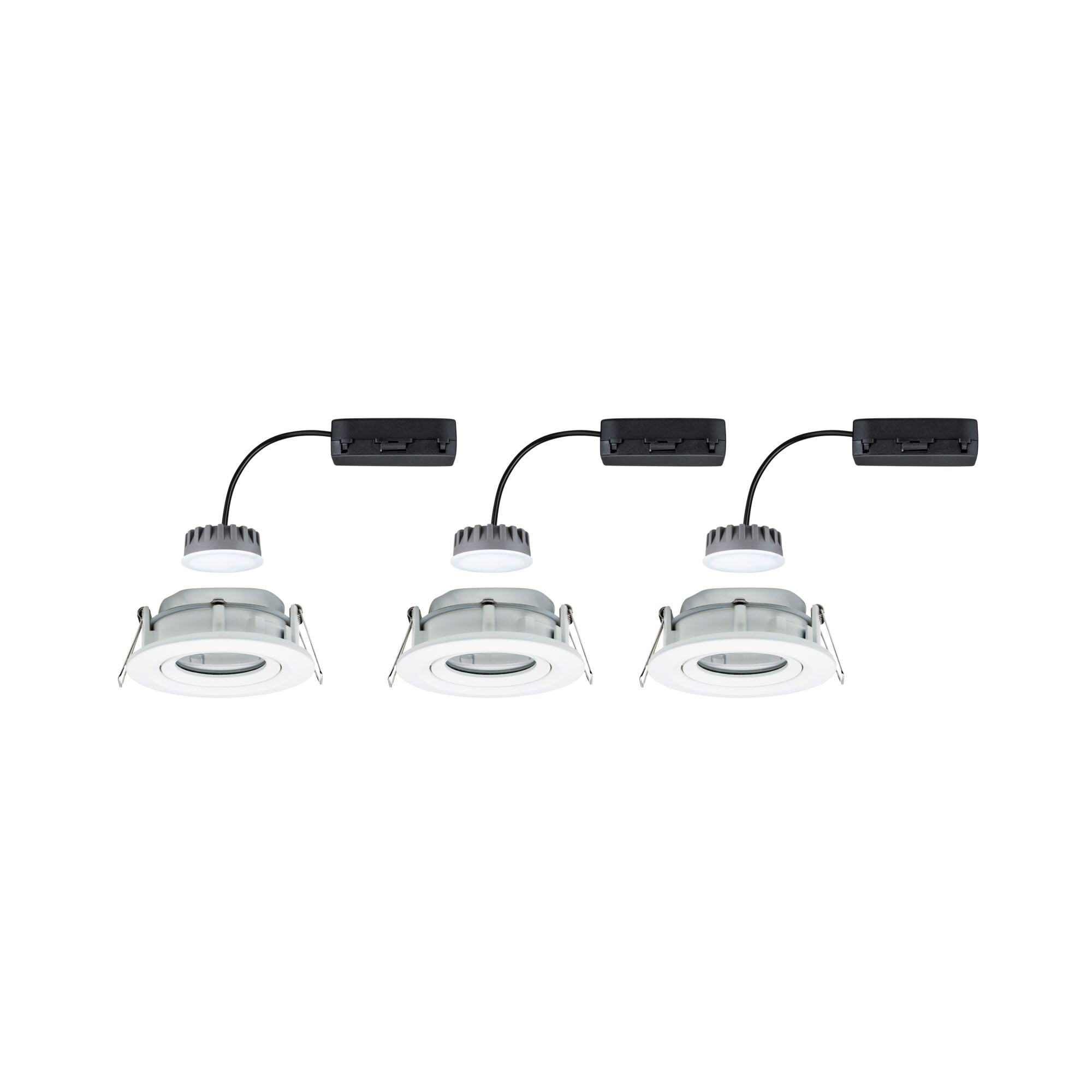 Paulmann Coin schwenkbar dimmbar 93682 Nova Plus Lampada LED, rotonda, orientabile, incl. 3 x 6 Watt, IP65, incasso, bianco opaco, faretto in alluminio, 2700 K, 3 pezzi
