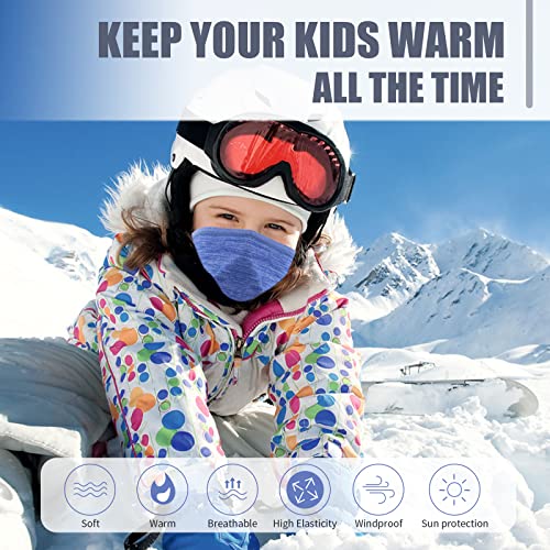 HEGCOIIE 2 Stück Kinder Loop Schal Fleece Schlauchschal Kinder Halswärmer Halstuch Winddicht Ski Maske Warmer für Jungen Mädchen Outdoor Skifahren Radfahren (Marineblau + Blau)