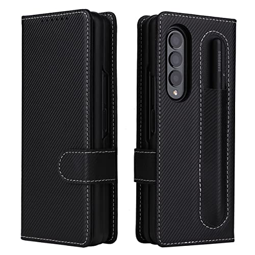 Étui portefeuille en cuir mat avec porte-stylo pour Samsung Galaxy Z Fold 4 et 3