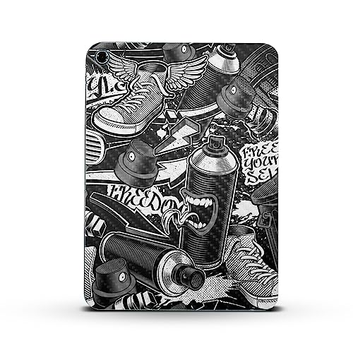 Image of MightySkins Carbon Fiber Skin Compatible with Apple iPad 10.9 inch 10th Gen (2022) Full Wrap Kit - Mono Hip Hop | Protective, Durable Textured Carbon Fiber Finish | Easy to Apply | Made in The USA