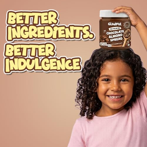Image of Gladful Chocolate Almond Spread | 300g | No Palm Oil | No Refined Sugar | With Roasted Salted Almond Flakes | Clean Ingredients | Healthy Chocolatey Spread