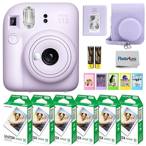 Image of Fujifilm Instax Mini 12 Instant Camera Bundle with Fujifilm Instax Mini Instant Film Value Pack (60 Sheets) with Accessories Including Protective Case, Strap, Photo Album (Lilac Purple)