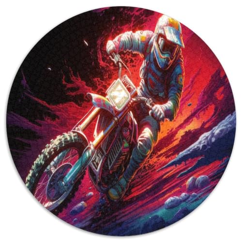 Puzzle de 1000 piezas de motocross redondo de papel para combatir el estrés diario en adultos