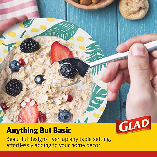 Glad Round Disposable Paper Bowls, Palm Leaves Pattern, 16 Oz, 50 Count - image 4