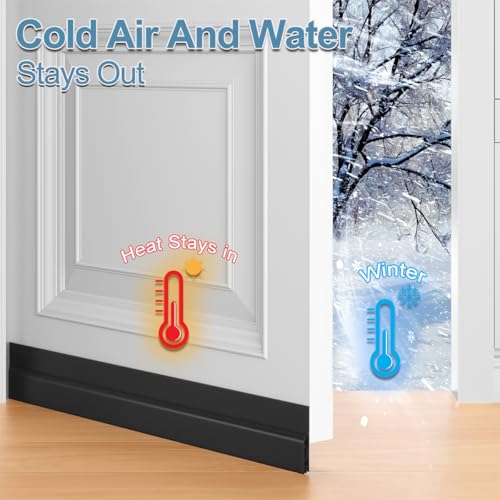 Image of Door Draught Excluder, Adjustable Door Sweep for Bottom of Door, Gap Filler for Exterior and Interior Doors, Door Weather Stripping Blocks Noise and Cold Air (39 Inch, Black)