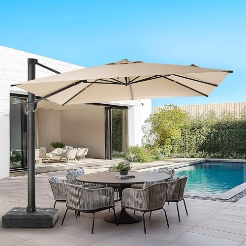HOMSHADE Rectangular Patio Umbrella with Base Included