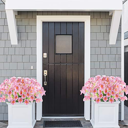 Zeostaro Artificial Flowers 12 Bundles Outdoor Uv Resistant Fake Flowers No Fade Faux Plastic Greenery Shrubs Garden Porch Window Box Decorating (Pink) #TOP3