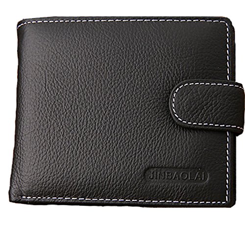 Polarlander Portefeuille pour Homme Carte de crédit Billfold Argent Bourse Carte Courte Designer Holder Porte-Monnaie Coin Pouch PU Cuir Portefeuilles Standard (Noir)