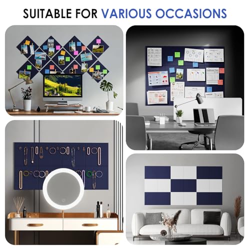 Image of MaxGear Felt Bulletin Board 48 inch x 36 inch, Dark Blue Felt Wall Tiles Wall Decor