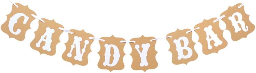 Candy Bar Party Banner,Wedding Party Reception Buffet Decoration Photography Banner Prop (White)