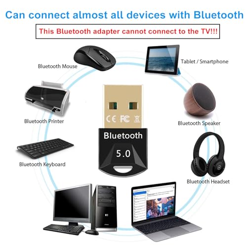 EasyULT USB Bluetooth 5.0 Adapter for PC Laptop, Wireless Bluetooth Dongle/Receiver for windows 11/10/8/8.1/7, Plug and Play, Wireless Transfer for Headset Speaker Keyboard Mouse Printer - Image 2