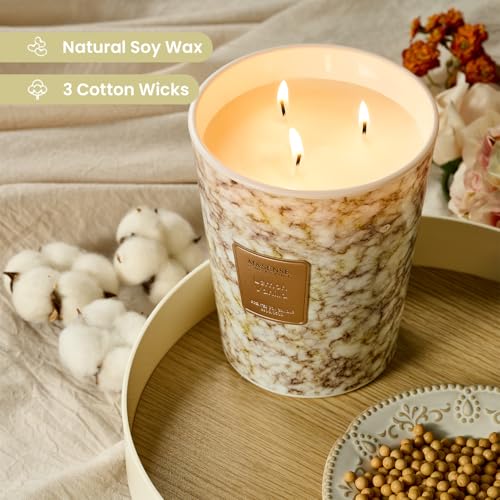 Image of M&SENSE Extra Large Candle 35oz 150H Sugared Lemon Zest Scented Candle, 3 Wick Highly Scented Jar Candle, XL Candles Gift for Stress Relief, Meditation, Yoga
