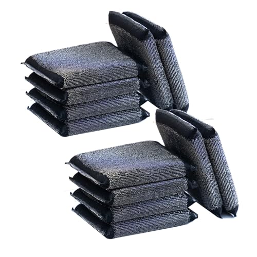 SilkWings 12 Pcs Stainless Steel Sponge Scourers, Kitchen Cleaning Cloth Dish Scrubber, Long Lasting Brush Pot Bowl Metallic Scouring Pad Tools