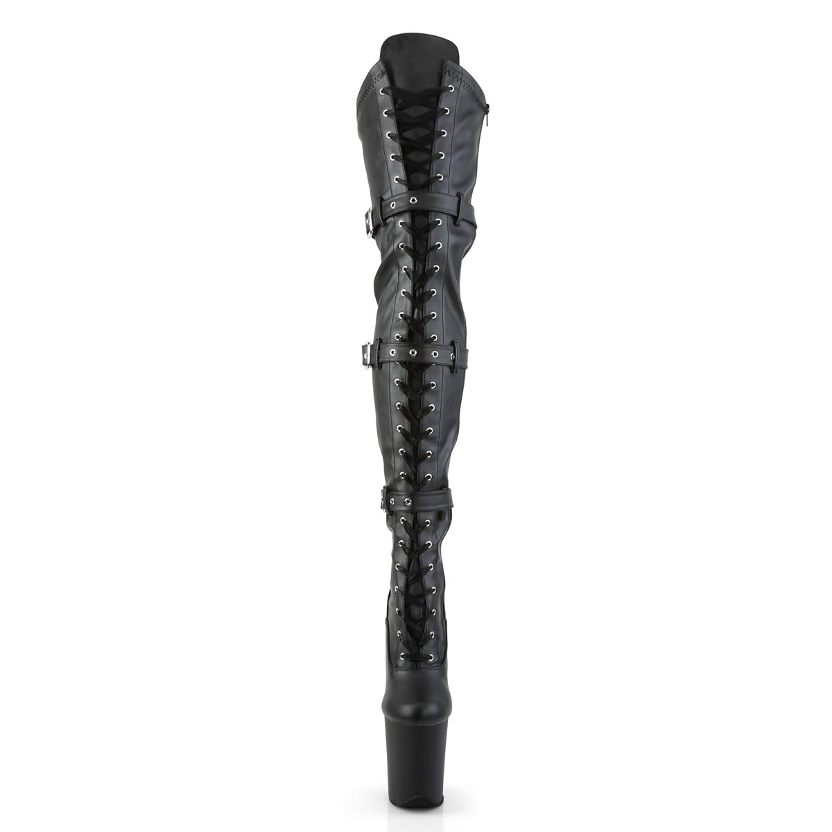 Pleaser FLAMINGO-3028 Blk STR Faux Leather/Blk Matte UK
