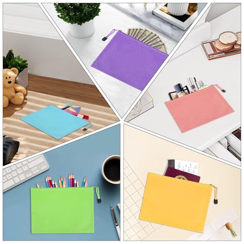 Geldtaschen Banktasche 10 Stück Banktasche 24 x 18 cm Geldtasche Wasserdicht Dokumententasche A5 mit Reißverschluss Geldmappe für Haushalt Business Schule (Mehrfarbig)