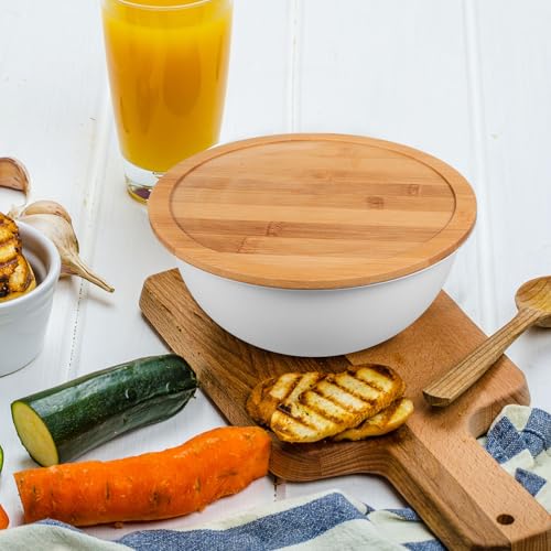 Set de 2 Tazones Mezcladores de Acero Inoxidable 24cm con Tapa miniatura 7
