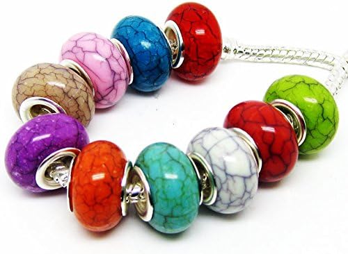 Miniatura 8 de TianBo 100 Uds. Mezcla de Color Grande Agujero Perlas de Resina Grieta Ajuste Europeo Pulsera Espaciador para Joyería Fabricación SS01, Anillo