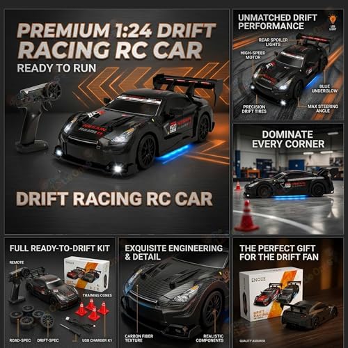 Image of TheLittleOnes 4x4 Rc Drifting Car - Rc Drift Cars High Speed Remote Control Drift Car 2.4GHz Remote Control Drift Stunt Off Road Cars 360 Rotation Toys For Kids & Adults Boys & Girls [ShadowDrift Pro