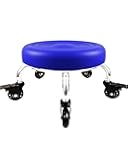 Rolling Stools with Wheels Heavy Duty 450LB Waterproof PU Leather High Weight Capacity Roller Seat and Crystal Universal Wheels for Men Women Boy Girl Garage Salon Home Office Blue