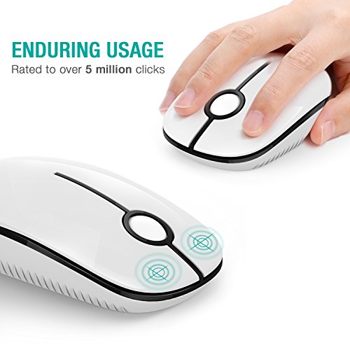 VssoPlor Wireless Mouse, 2.4G Slim Portable Computer Mice with Nano Receiver for Notebook, PC, Laptop, Computer (Black and White)