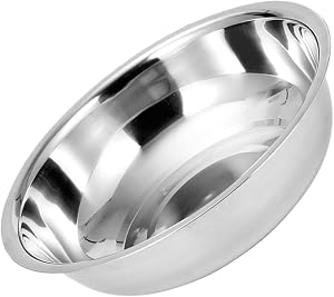 Stainless Steel Mixing Bowl 14 Inch Anti-Slip Flat Bottom for Kitchen Vegetable Washing and Cooking
