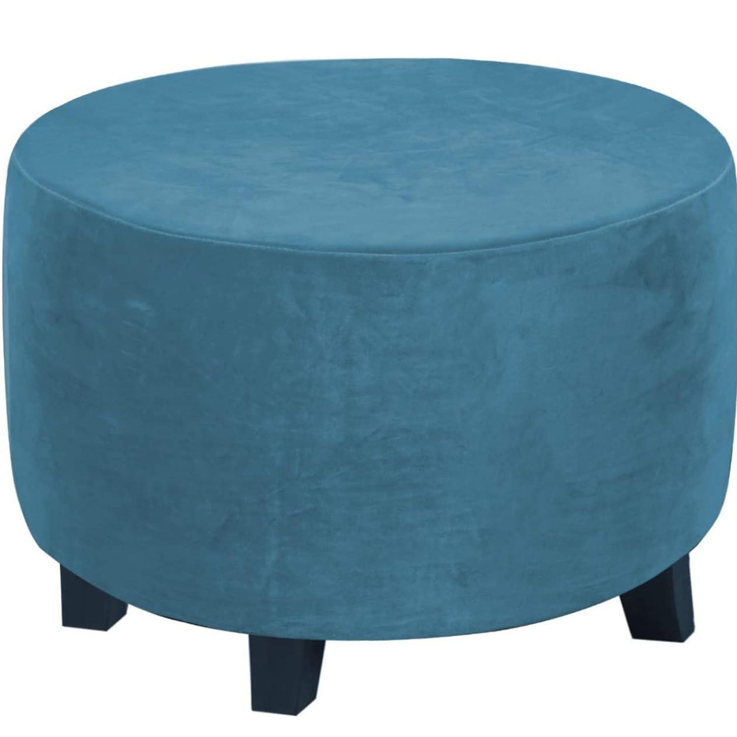 Round Footstool Cover Stretch Ottoman Covers Black/Grey Thicker Large Stretch Pouffe Cover Anti-Slip Foot Stool Slipcovers with Elastic Bottom, Machine Washable ( Color : #8 , Size : 71-99cm/28-39in )