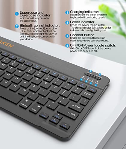 Baken Portable Bluetooth Keyboard, Universal Wireless Keyboard, Usb Rechargeable Bluetooth Keyboard, Ultra Slim Keyboard Compatible For Windows, Ios, Android（Black） #TOP5