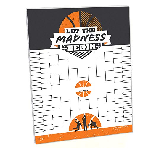 Big Dot of Happiness Basketball - Let the Madness Begin Bracket Sign - College Basketball Party Decorations - Printed on Sturdy Plastic Material - 10.5 x 13.75 inches - Sign with Stand - 1 Piece