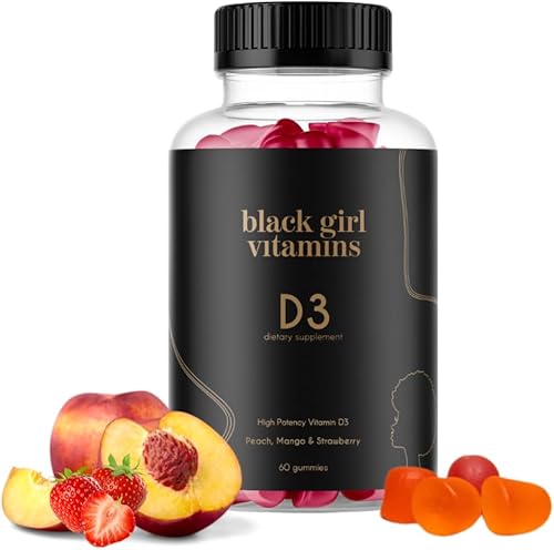Black Girl Vitamins - Gomitas de vitamina D3, para apoyo inmunológico, energético y óseo, 2000 UI (50 mcg) de vitamina D por porción, gomitas de