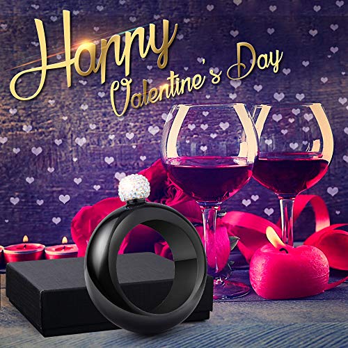 Ccjk Bracelet Flask For Women,Booze Bangle Flask With Rhinestone Lid For Liquor Wine Flask ,304 Stainless Steel Wrist Flask Funnel Set For Girl/Lady Dance Party Birthday Club Bar(Black Crystal) #TOP5