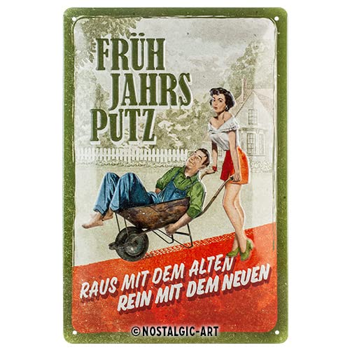 Nostalgic-Art Cartel retro de chapa, 20 x 30 cm, limpieza de primavera, idea de regalo para amigos del jardín, de metal, diseño vintage con refranes