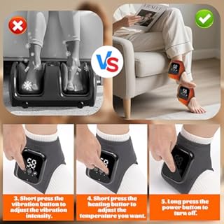 Massaggiatore per piedi elettrico 3 in 1, massaggiatore per piedi con 5 modalità di massaggio e 6 livelli di riscaldamento, portatile ricaricabile neuropatia (grigio, 1 pezzo)