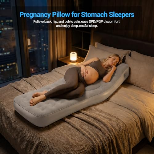 Image of Inflatable Pregnancy Pillow with Belly & Head Hole, Prone Pregnancy Pillow for Stomach Sleepers, Belly Pillow Pregnancy Mattress for Pregnant Women, Maternity airbed Pool Float for Tummy Massage