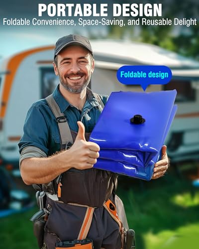Image of PYY Water Storage Bladder - Foldable Portable Water Bladder Tank with Spigot Large Water Bob Bathtub Emergency Water Bladders for Outdoor RV Car Camping Overflow Kit Blue