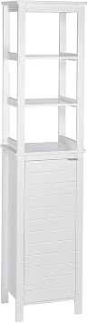 RiverRidge Home Madison Collection Open Shelves-White Linen Tower,