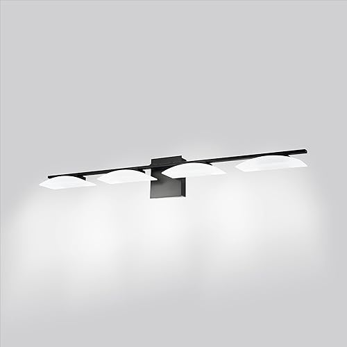 Miniatura 12 de EGLO Metrass - Lámpara de tocador moderna de 4 luces, aplique de pared para interiores, lámpara LED regulable para baño con vidrio satinado, 40