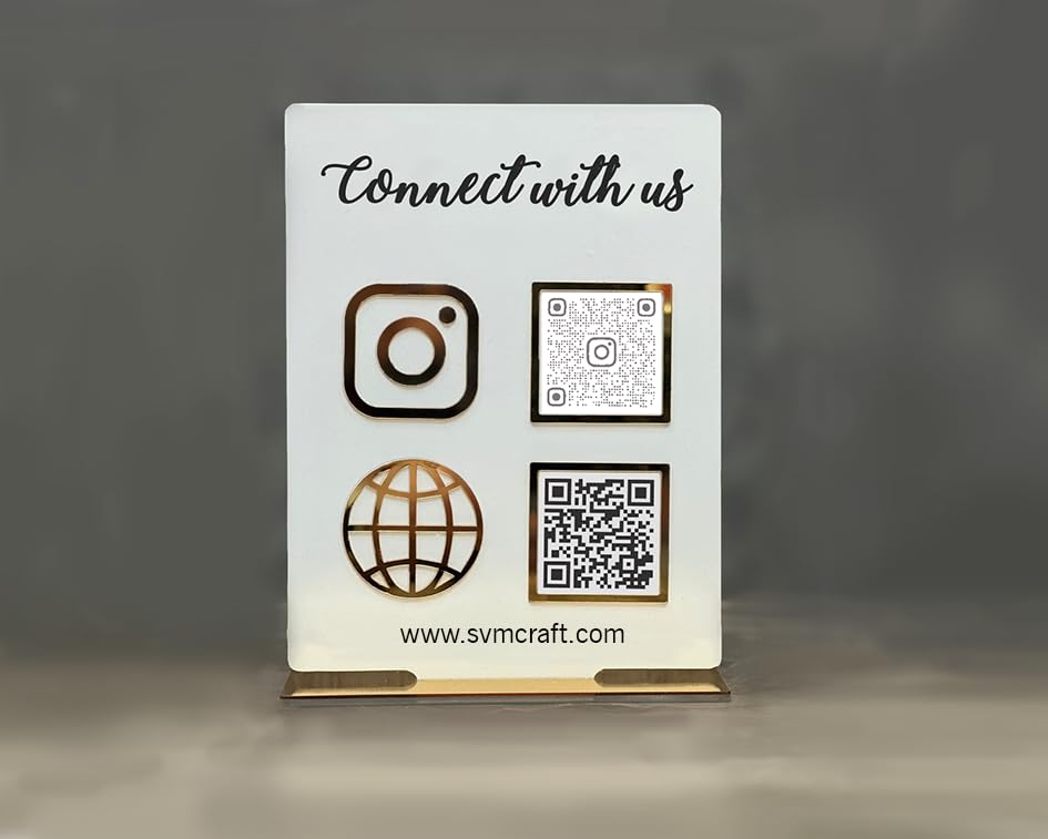 Custom Multi Acrylic Qr Code Stand Holder T Shaped Tabletop Plaque Display Business Instagram Facebook Social Media Sign -Size : 6.6 IN (H)x 4.5 IN (W), Personalized Social Media QR code Stand for Instagram, Facebook, Twitter for receiving Payment for Businesses, Offices stand Salon Hairdressers Beautician Dental Clinics Hospitals Grocery Stores business restaurant cafe counter top, Shops G pay, phone pe