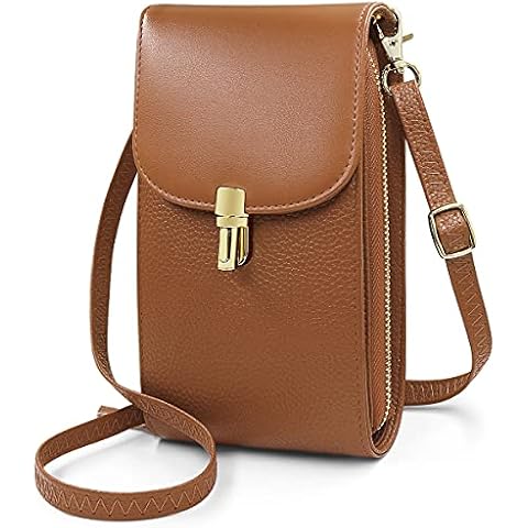 REETEE Women Crossbody Phone Bag Genuine Leather Phone Bags for Womens, Lightweight Small Cellphone Shoulder Bag Purse Wallet with Adjustable Shoulder Strap and 7 Card Slots (brown) Cover