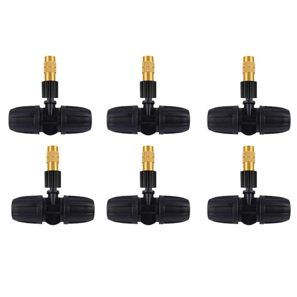 HVMBEUGOS Irrigation System Copper Nozzle Adjustable Spray Nozzle,Brass Atomizing Nozzle with Drip Connector, Garden Cooling Irrigation Equipment 20pcs Brass Nozzle +8/11 Lock tee