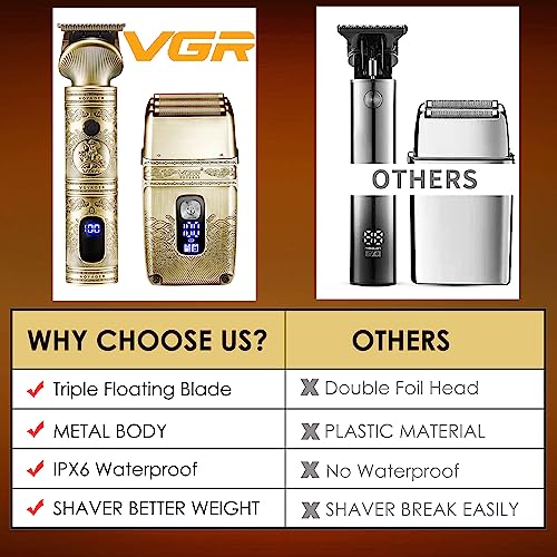 Vgr Fathers Gifts For Him Hair Trimmer & Electric Razor For Men, Foil Shaver, Beard Trimmer, T Liners Barber Kit, Men’s Grooming Kit With Triple Blades Waterproof Cordless #TOP4