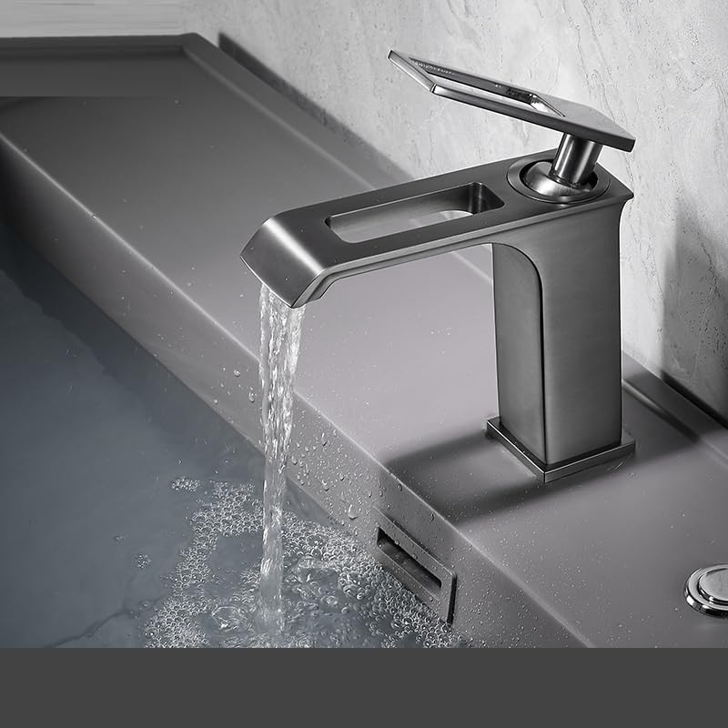 Robinet de salle de bains en cuivre blanc minimaliste pour lavabo eau chaude et froide